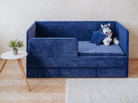Диван-кровать Happy (синий) в Колыбельке - kolybelka.mebel-nsk.ru | фото