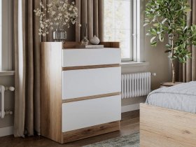 Комод 3 ящика Брауни (дуб делано/белый) в Колыбельке - kolybelka.mebel-nsk.ru | фото
