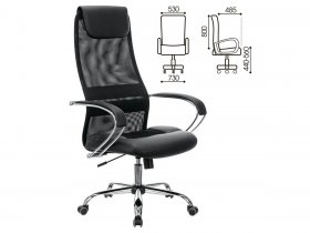 Кресло офисное BRABIX PREMIUM Stalker EX-608 CH, хром, ткань-сетка/кожзам, черное в Колыбельке - kolybelka.mebel-nsk.ru | фото
