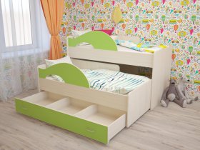 Кровать детская двухуровневая Радуга 80*160 в Колыбельке - kolybelka.mebel-nsk.ru | фото