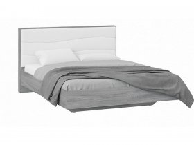 Кровать двуспальная 1,6 м «Миранда» Тип 1 (Дуб Гамильтон/Белый глянец) в Колыбельке - kolybelka.mebel-nsk.ru | фото