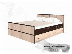 Кровать двуспальная с ящиками 1,4м Сакура (BTS) в Колыбельке - kolybelka.mebel-nsk.ru | фото