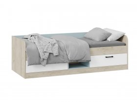 Кровать комбинированная «Оливер» Тип 1 401.003.000 (дуб крафт серый/белый/серо-голубой) в Колыбельке - kolybelka.mebel-nsk.ru | фото