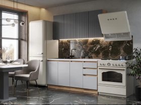 Кухонный гарнитур Ника 1,6 м (графит/серый софт) в Колыбельке - kolybelka.mebel-nsk.ru | фото