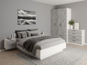 Модульная спальня Гамма (белый/цемент) в Колыбельке - kolybelka.mebel-nsk.ru | фото
