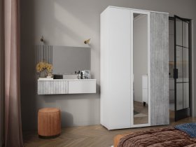 Модульная спальня Ливерпуль (белый/бетон светлый) в Колыбельке - kolybelka.mebel-nsk.ru | фото