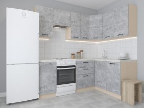 Модульная угловая кухня 1,4м*2,1м Лада (цемент) в Колыбельке - kolybelka.mebel-nsk.ru | фото