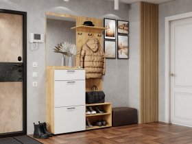 Прихожая Монтана (дуб крафт золотой/белый) в Колыбельке - kolybelka.mebel-nsk.ru | фото