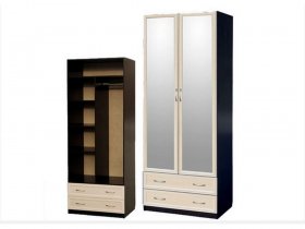 Шкаф двухстворчатый с ящиками с 2-мя зеркалами  (профиль МДФ) в Колыбельке - kolybelka.mebel-nsk.ru | фото