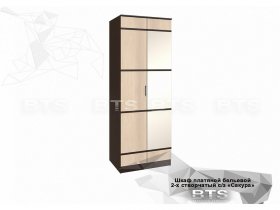 Шкаф двухстворчатый с зеркалом платяной-бельевой Сакура (BTS) в Колыбельке - kolybelka.mebel-nsk.ru | фото