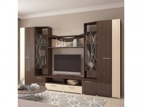 Стенка Гамма (дуб венге/дуб молочный) в Колыбельке - kolybelka.mebel-nsk.ru | фото
