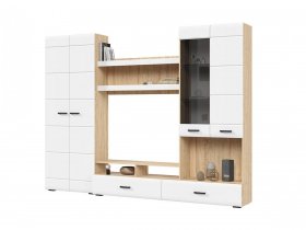 Стенка ГС-01 Либерти (дуб сонома/белый глянец) в Колыбельке - kolybelka.mebel-nsk.ru | фото