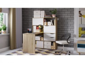 Стол письменный тип 7 (дуб сонома/белый ясень) в Колыбельке - kolybelka.mebel-nsk.ru | фото