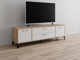 Тумба под ТВ Парус-13 (дуб крафт серый/белый) в Колыбельке - kolybelka.mebel-nsk.ru | фото